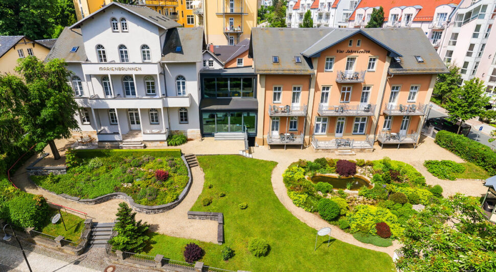 Vogelperspektive Hotel Marienbrunnen und Vier Jahreszeiten